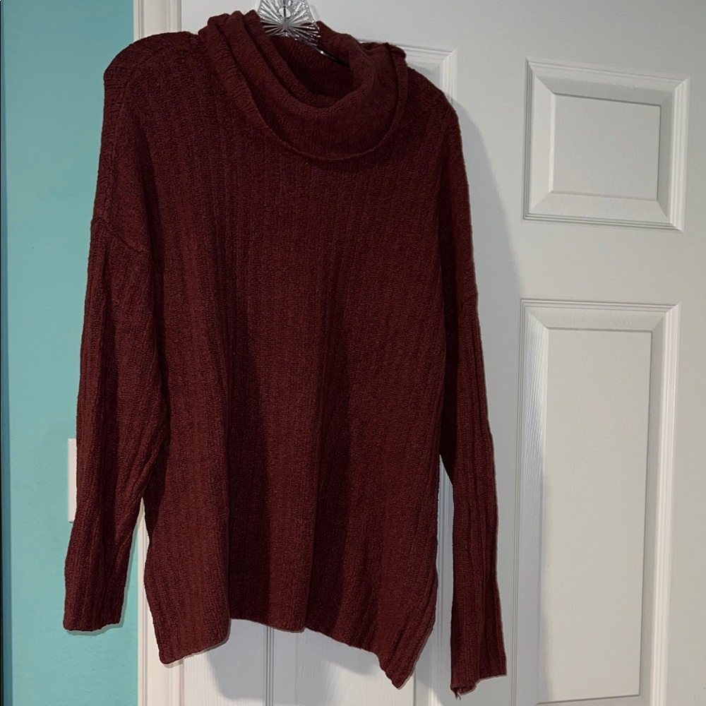 Lou & Grey Maroon Cowl Neck Sweater